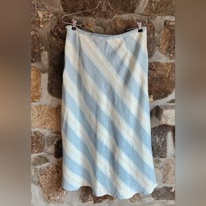 Liz Claiborne Lizsport Skirt 12 Linen Blend Long Stripe Skirt Side Zip